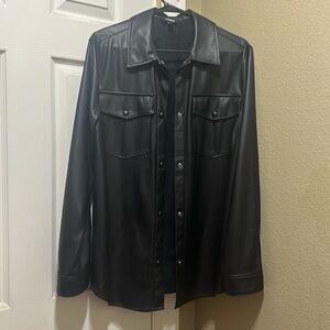 Express Black Faux leather Shacket size Med.